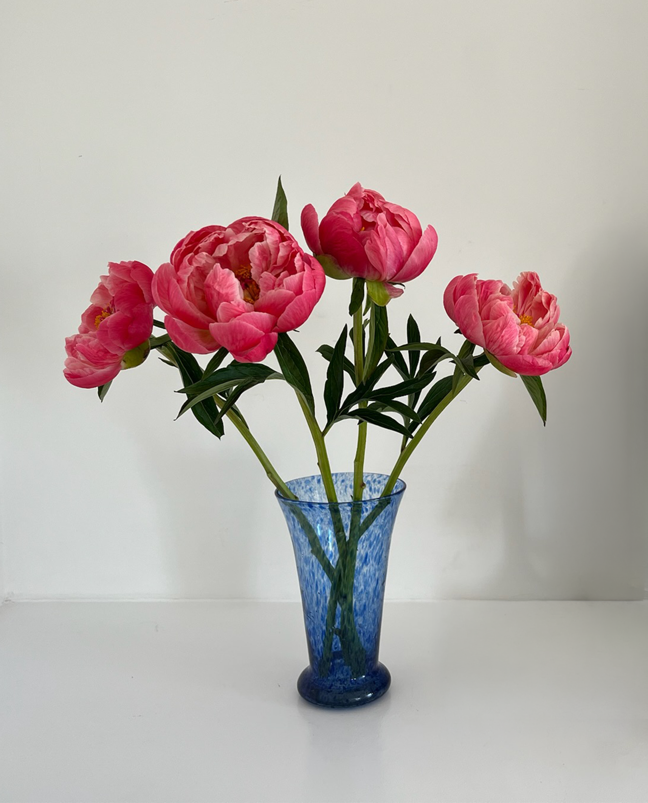 Hand-Blown Blue Art Glass Vase
