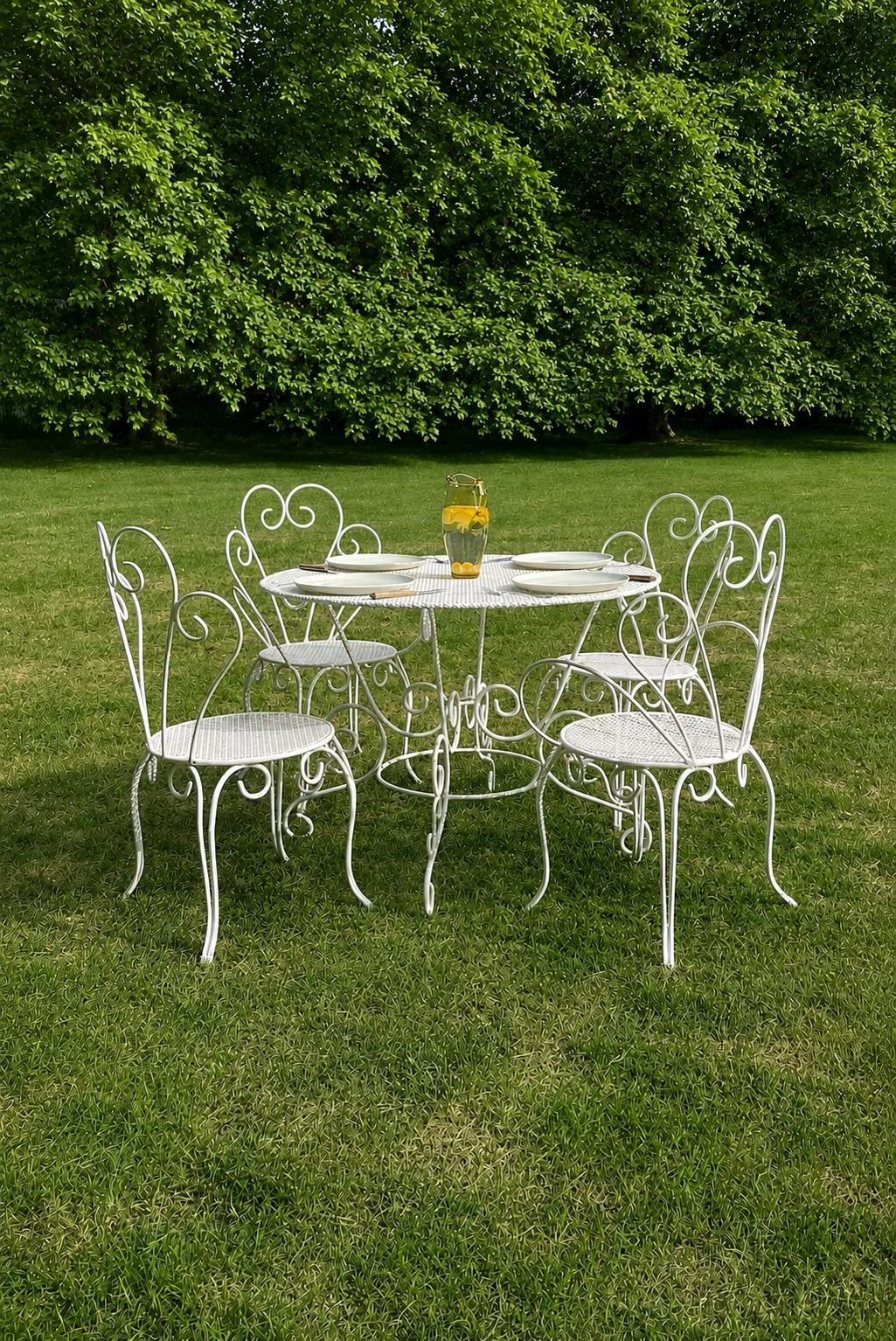 Antique Metal Garden Dining Set - including a bench