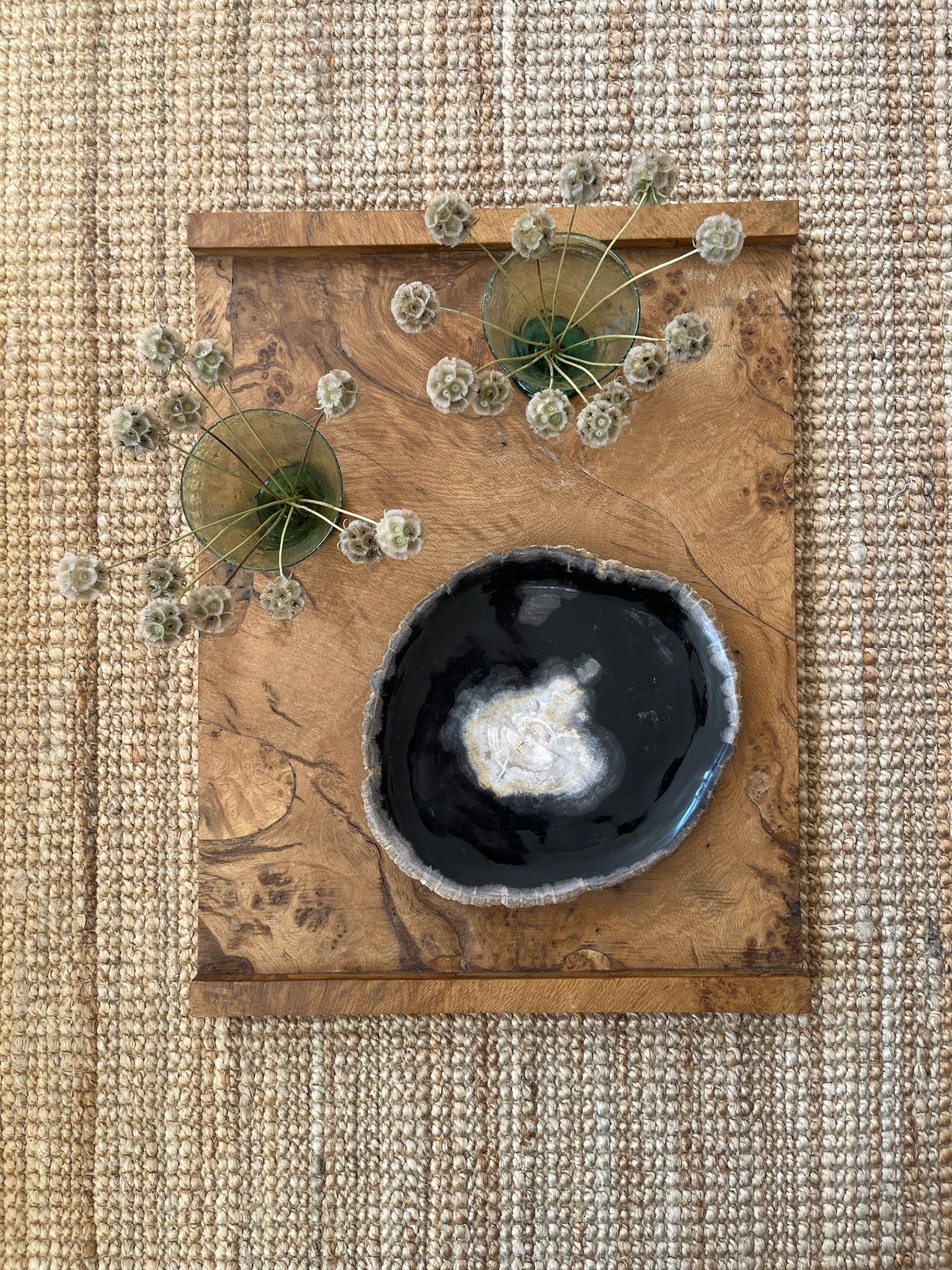 Midnight Centre Petrified Wood Bowl Tray