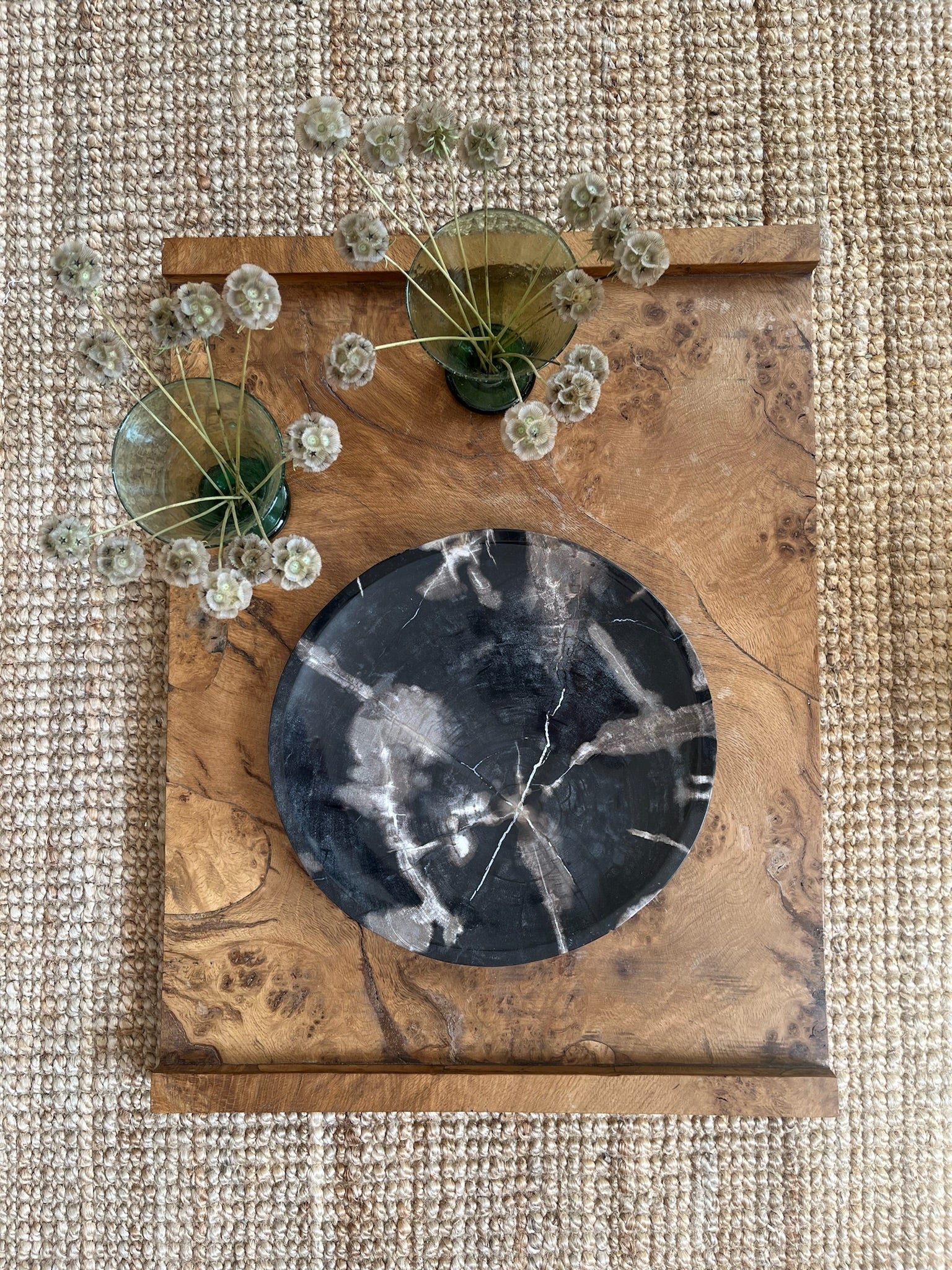 Dark Mineral Petrified Wood Tray