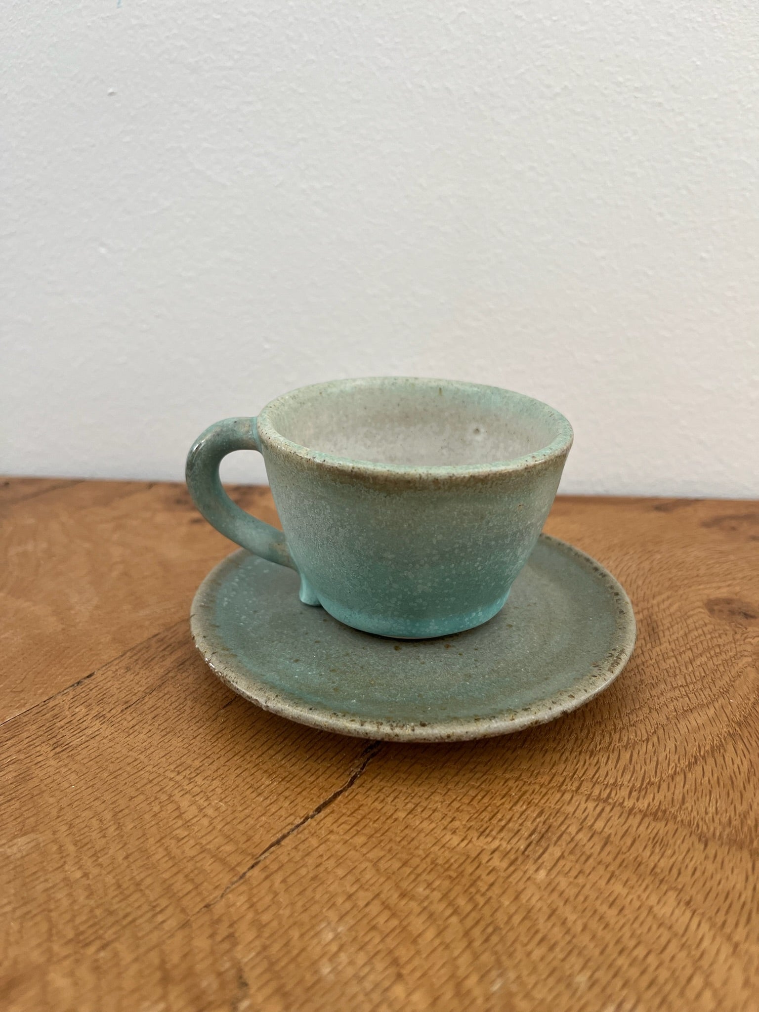Hand-Glazed Ceramic Espresso Cup & Saucer