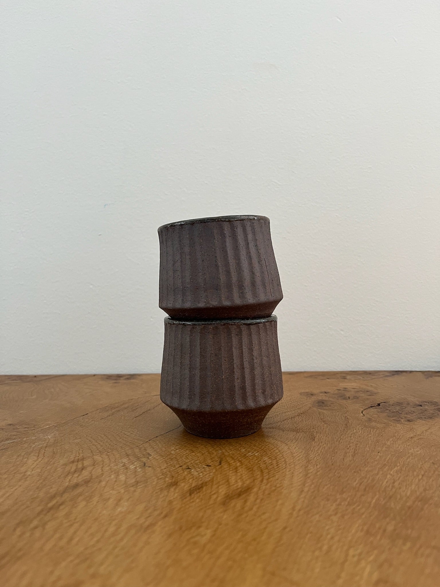 Hand-Thrown Fluted Ceramic Mug