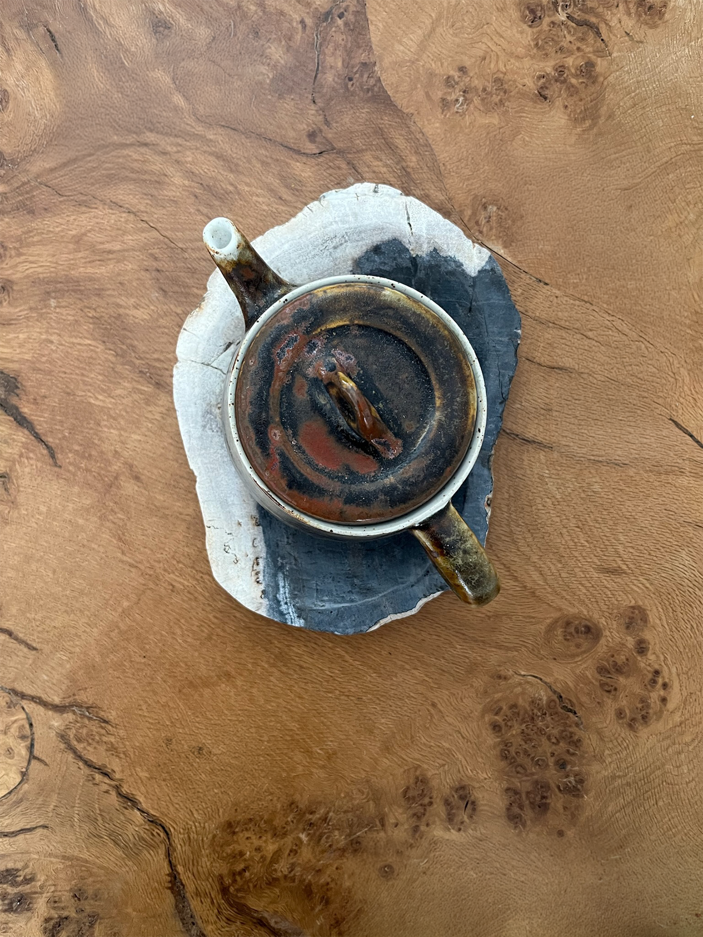 Hand-Glazed Ceramic Tea Set with 2 cups included