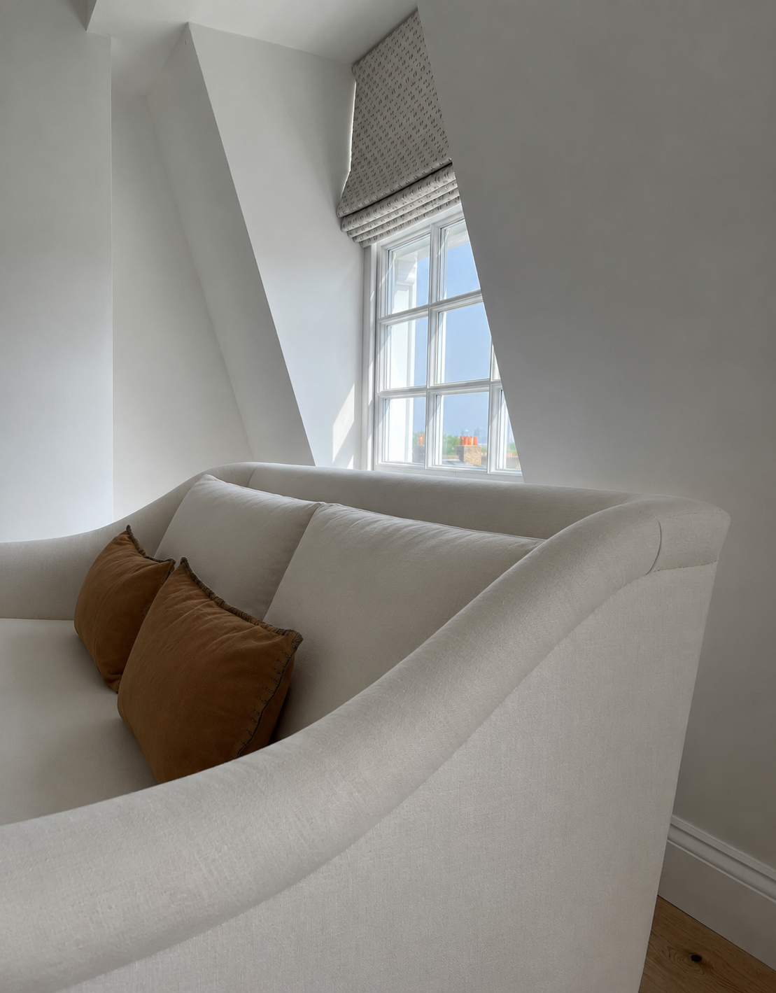 Handmade Sofa Upholstered in Rose Uniacke Popcorn fabric