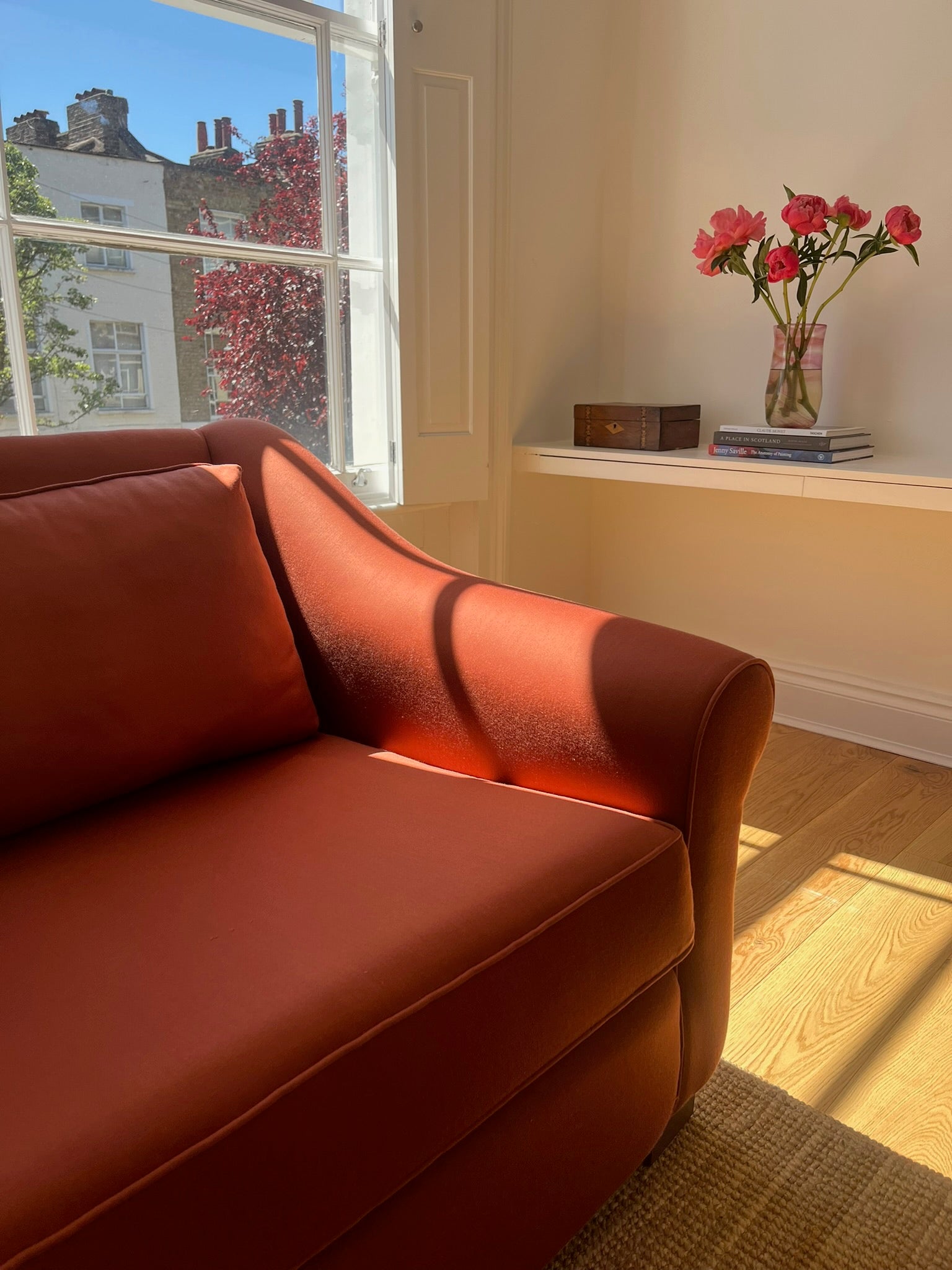 Handmade Sofa Upholstered in Rose Uniacke Spice fabric