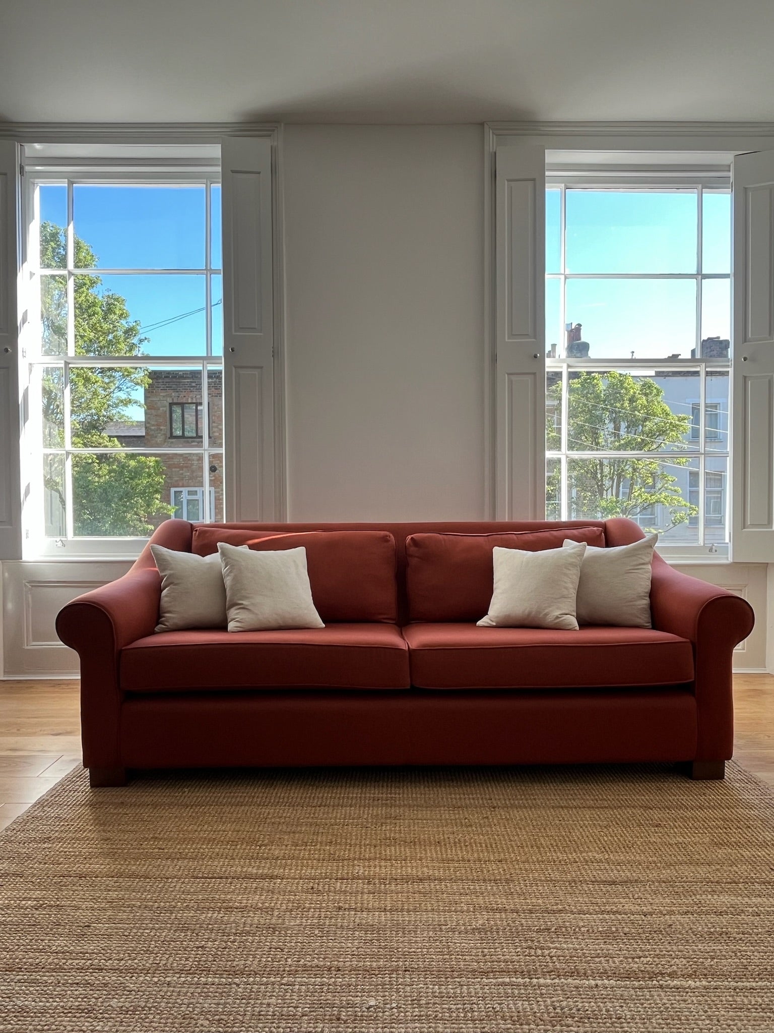 Handmade Sofa Upholstered in Rose Uniacke Spice fabric
