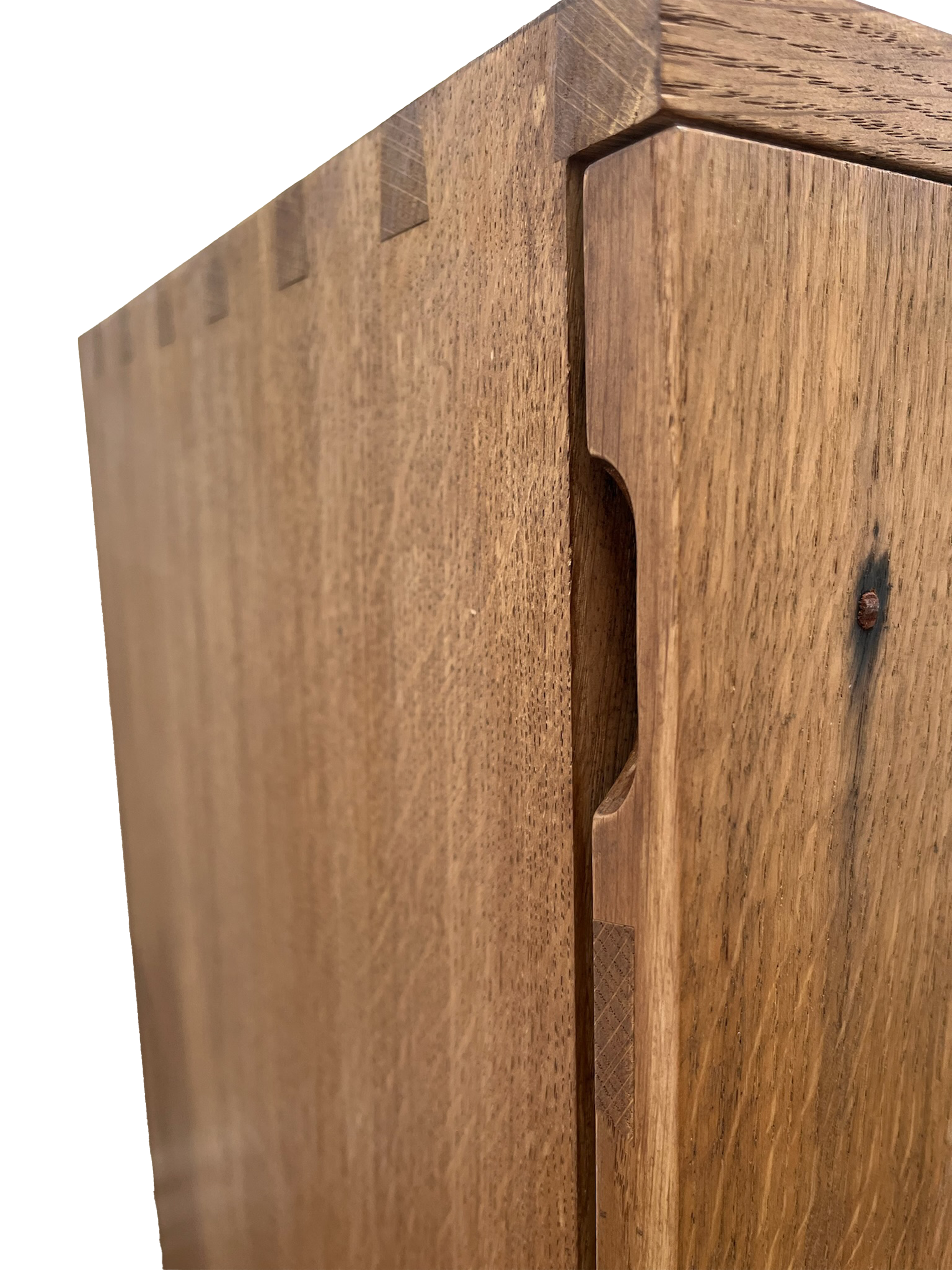 Handcrafted Solid Wood Bedside Table with Oxidised Nail Detail