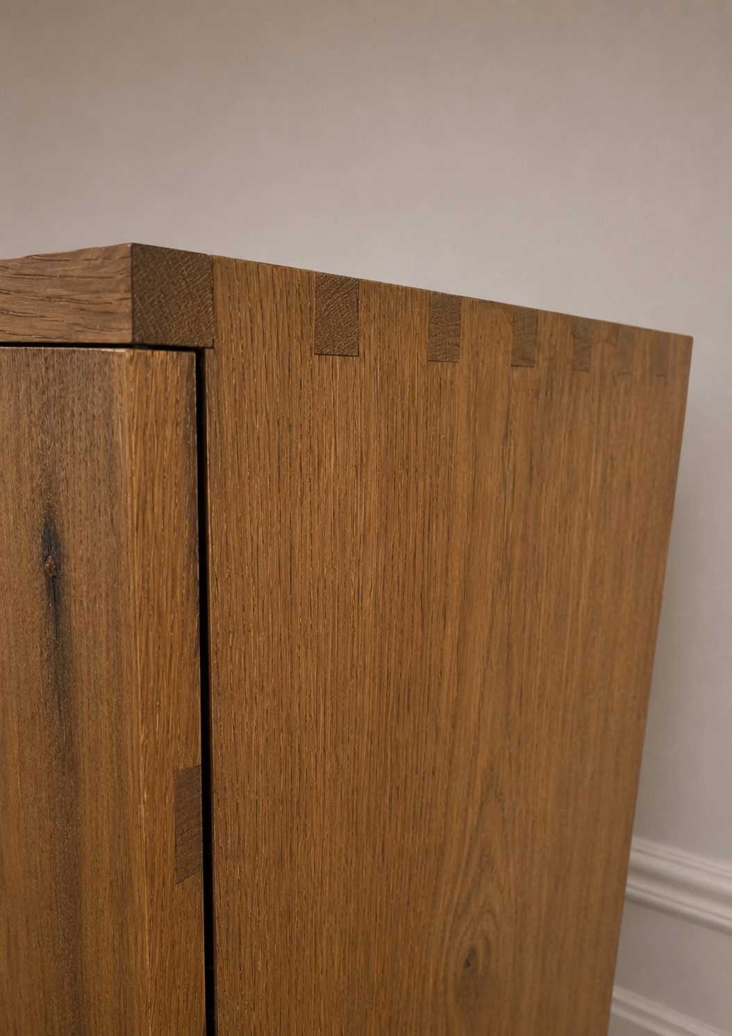 Handcrafted Solid Wood Bedside Table with Oxidised Nail Detail