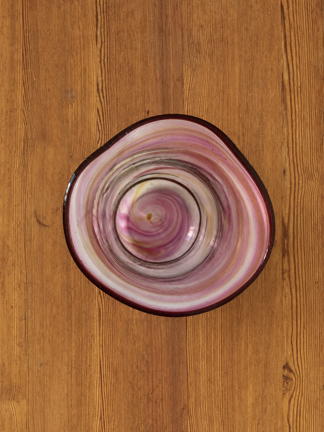 Hand-Blown Pink Swirl Glass Vase