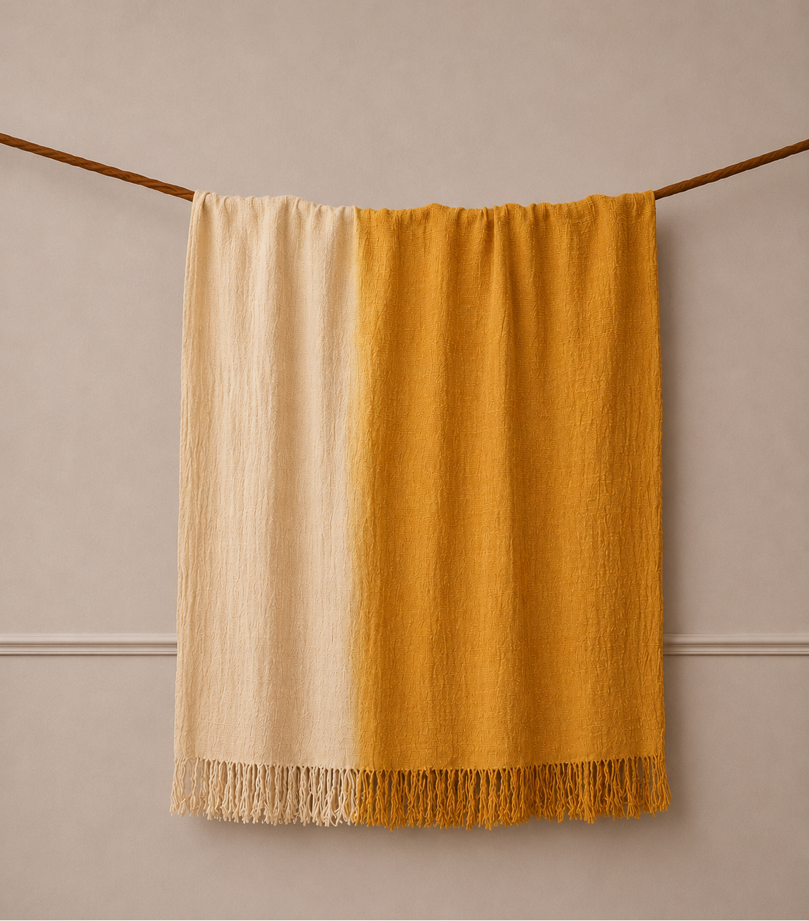 Yellow Natural-Dyed Ombre Throw Blanket