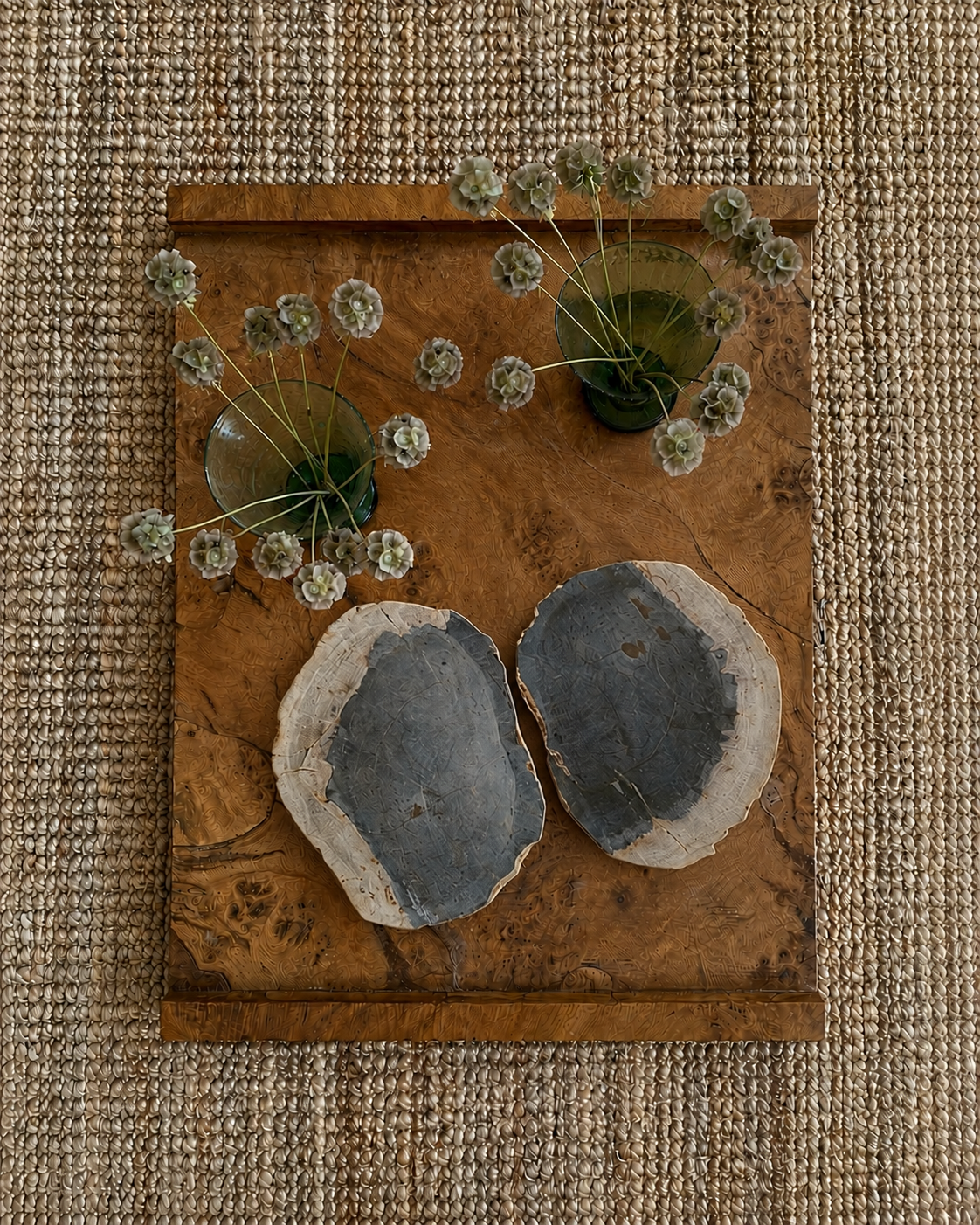 Indigo-Toned Petrified Wood Pair