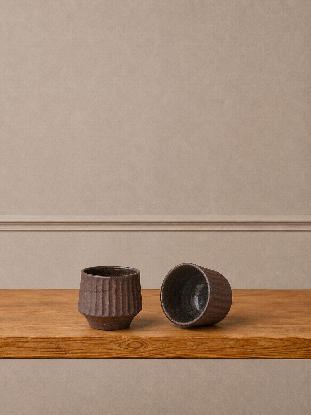 Hand-Thrown Fluted Ceramic Mug