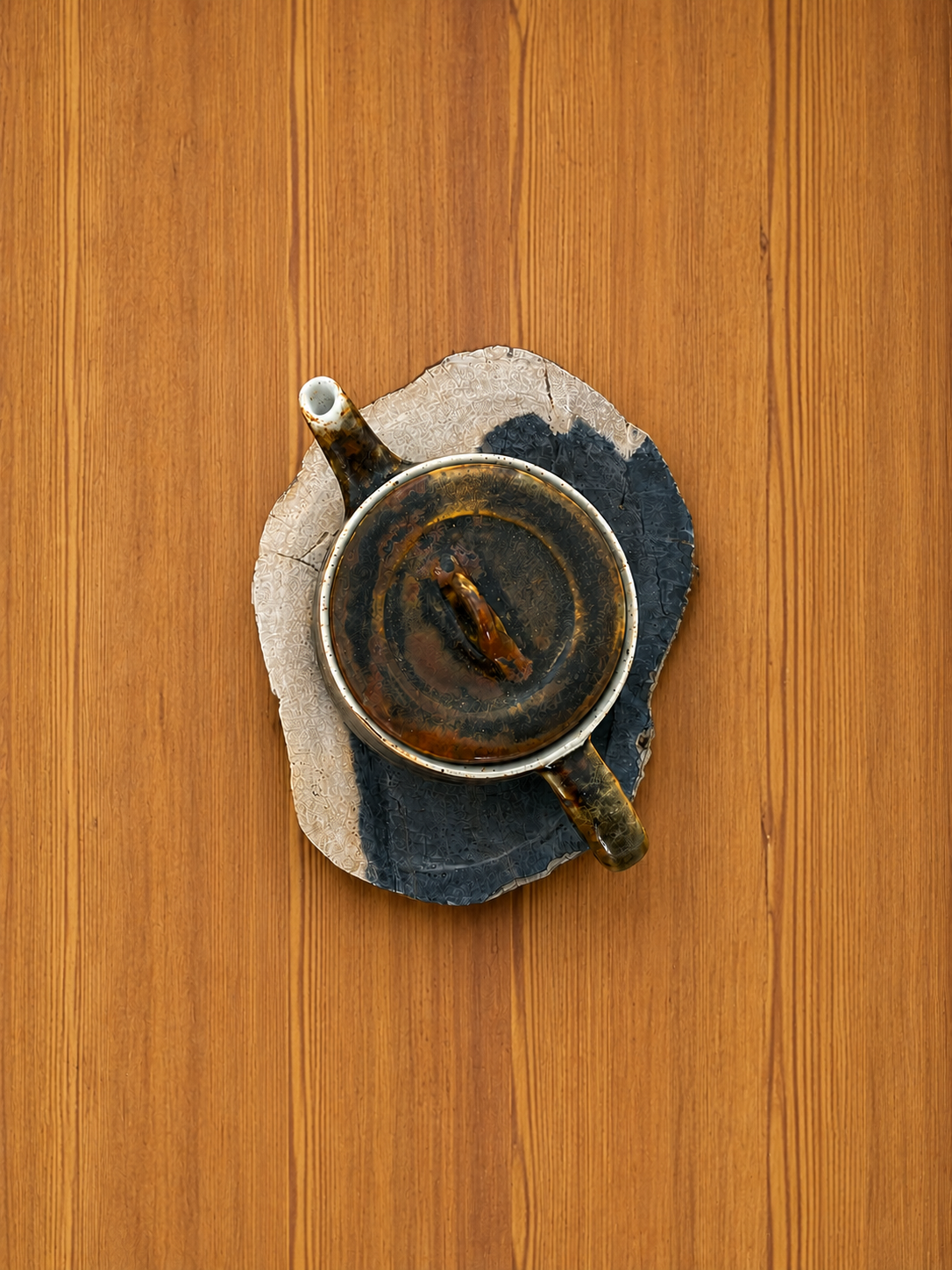 Hand-Glazed Ceramic Tea Set with 2 cups included