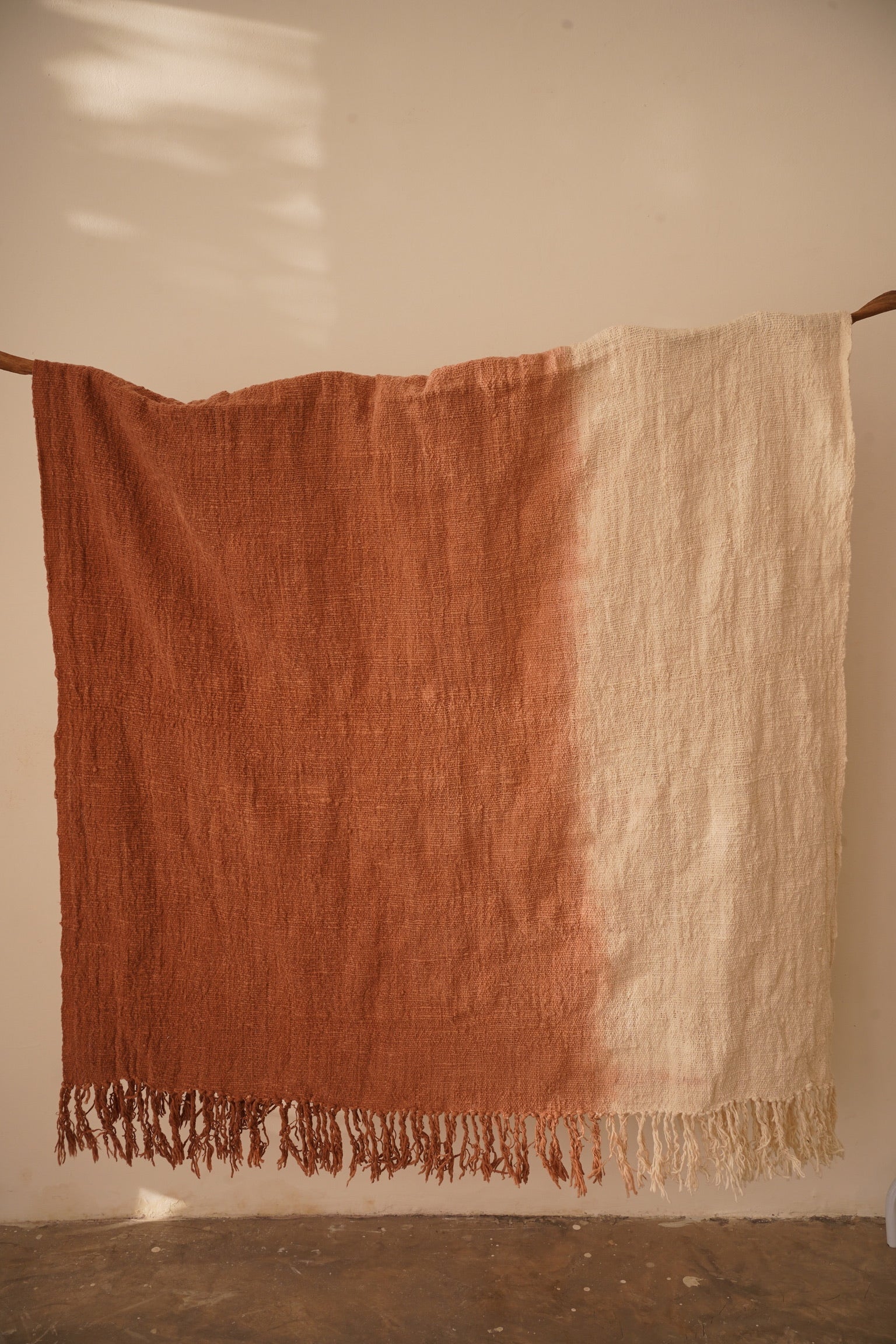 Pink Natural-Dyed Ombre Throw Blanket