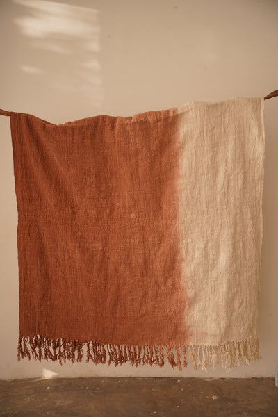 Pink Natural-Dyed Ombre Throw Blanket