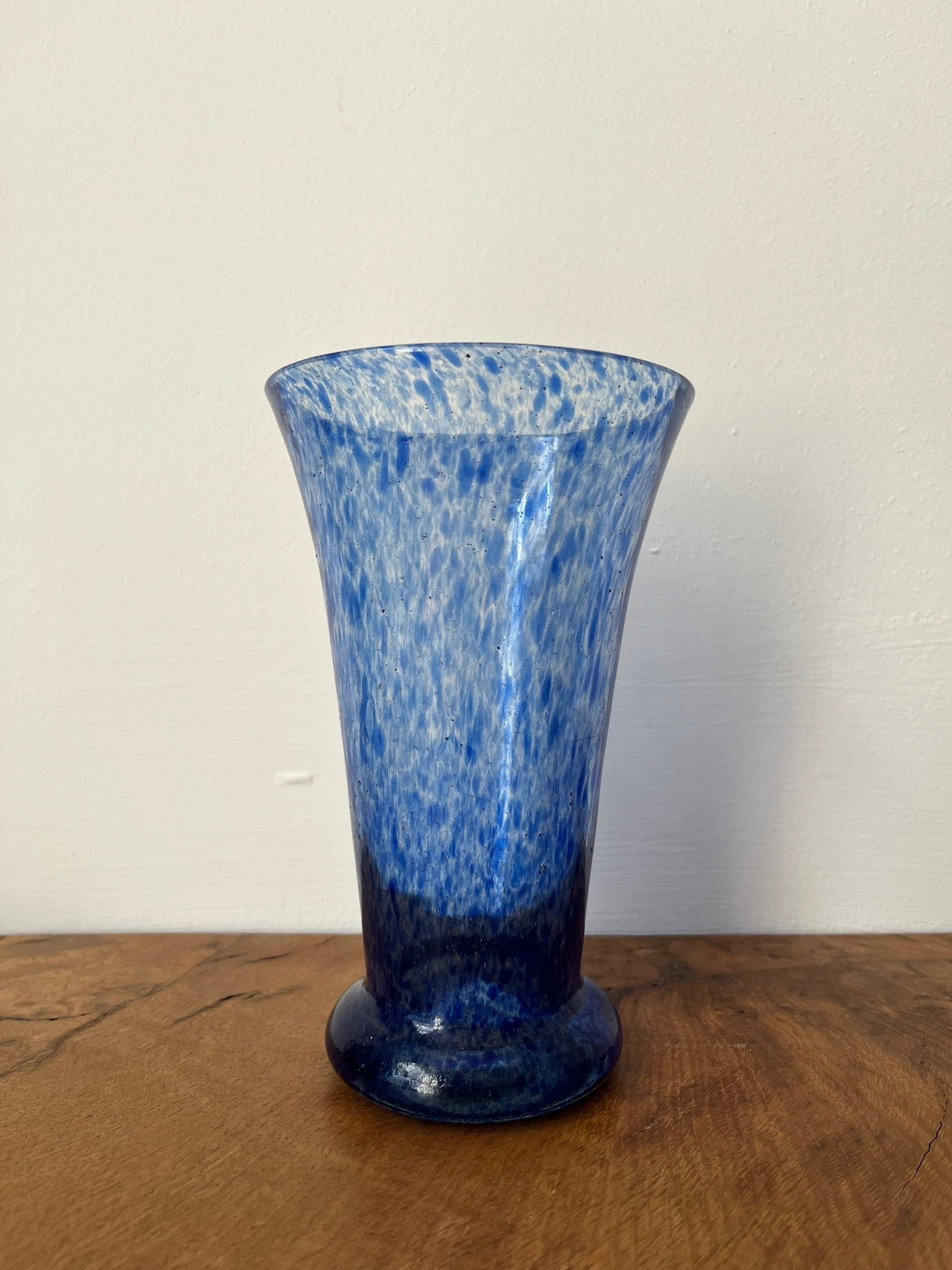 Hand-Blown Blue Art Glass Vase