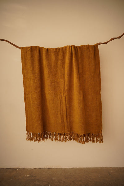 Yellow Natural-Dyed Vibrant Throw Blanket