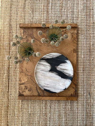 Black & White Abstract Petrified Wood Tray