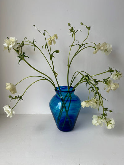 Handblown Blue Glass Vase