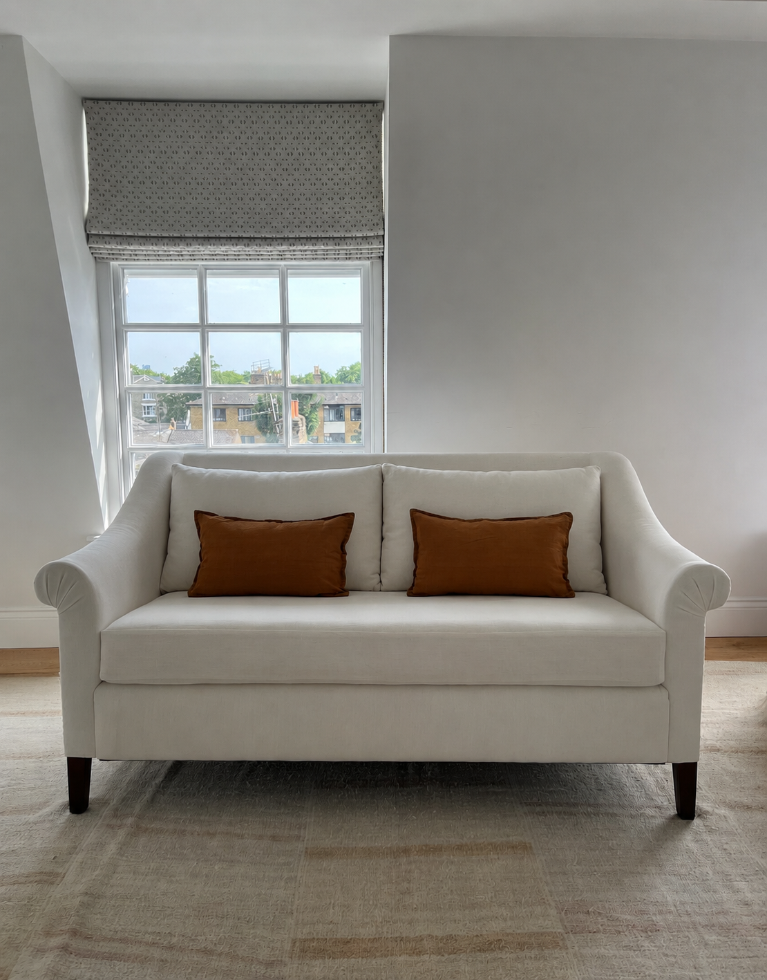 Handmade Sofa Upholstered in Rose Uniacke Popcorn fabric