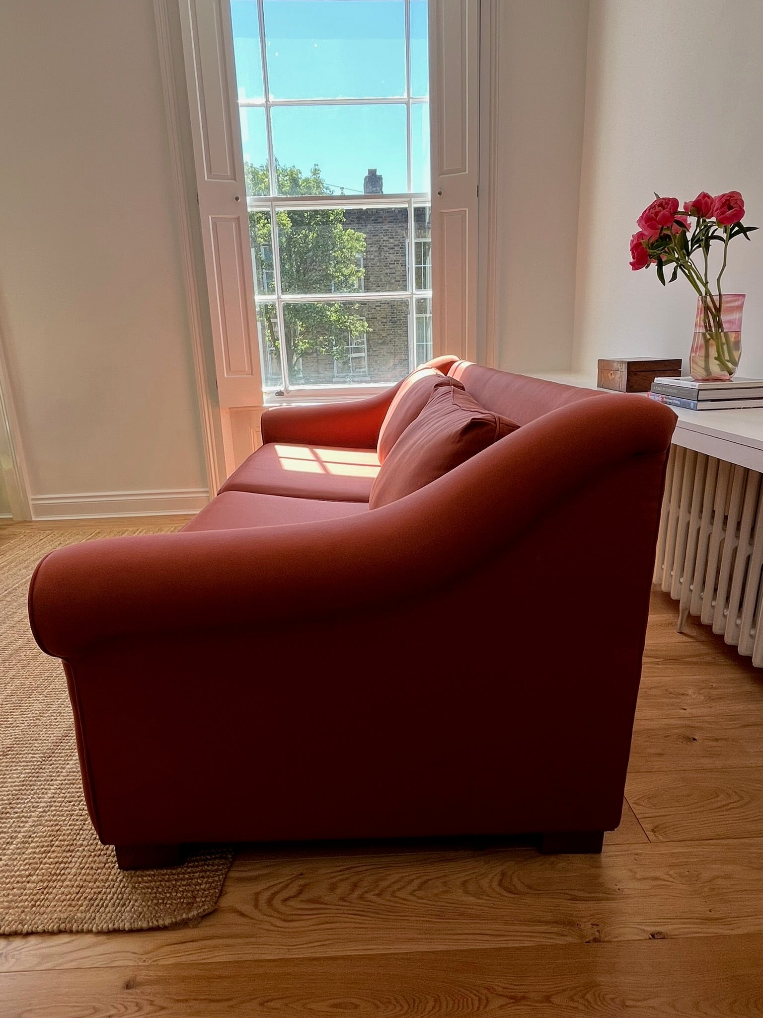 Handmade Sofa Upholstered in Rose Uniacke Spice fabric