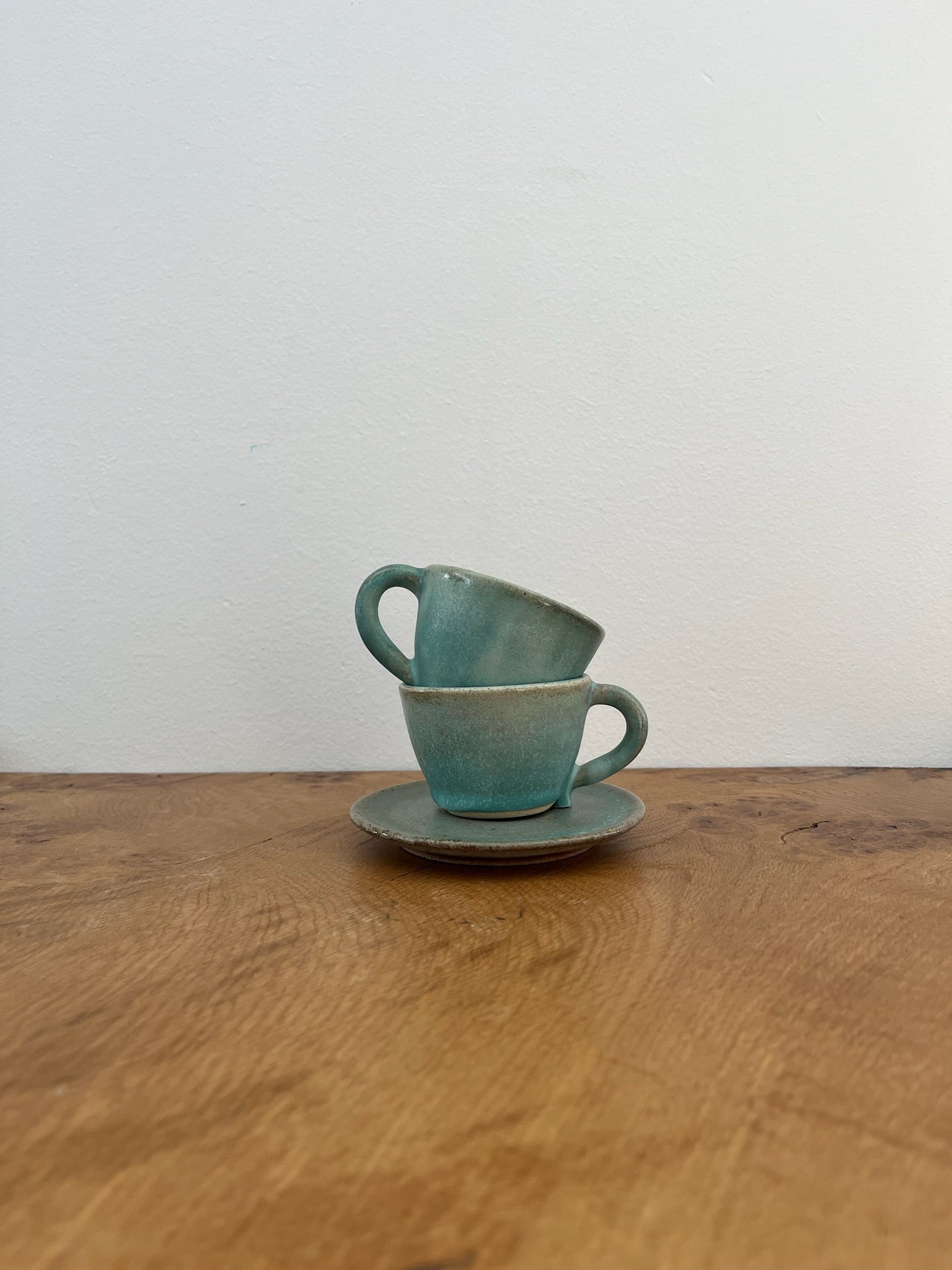 Hand-Glazed Ceramic Espresso Cup & Saucer