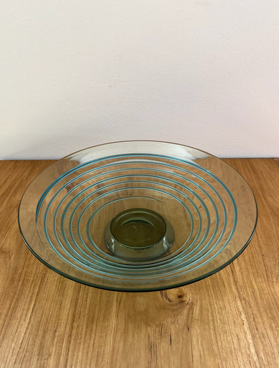 Vintage Smoked Glass Pedestal Fruit Bowl