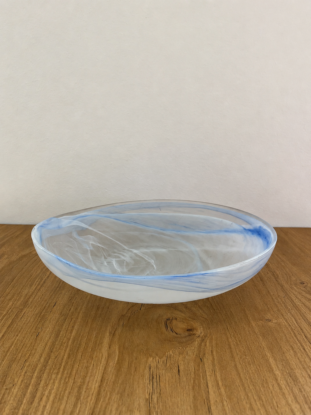 Handblown Blue Swirl Art Glass Catchall Bowl