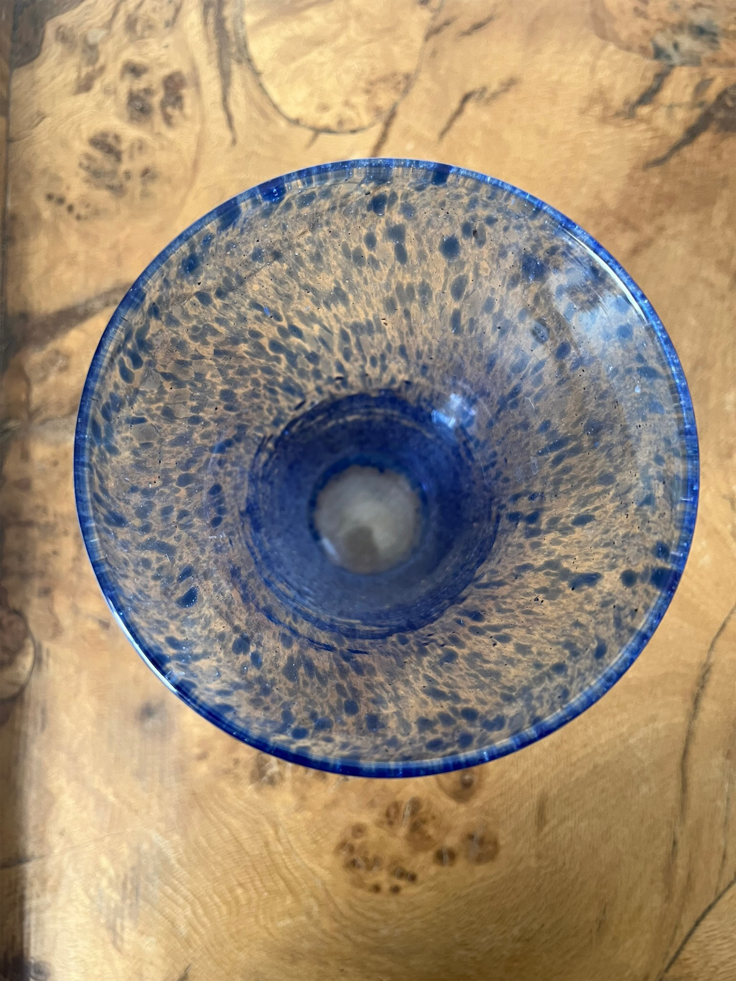 Hand-Blown Blue Art Glass Vase