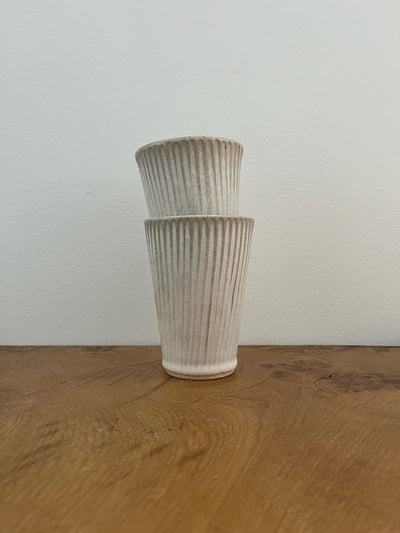 Hand-Thrown Fluted Ceramic Mug