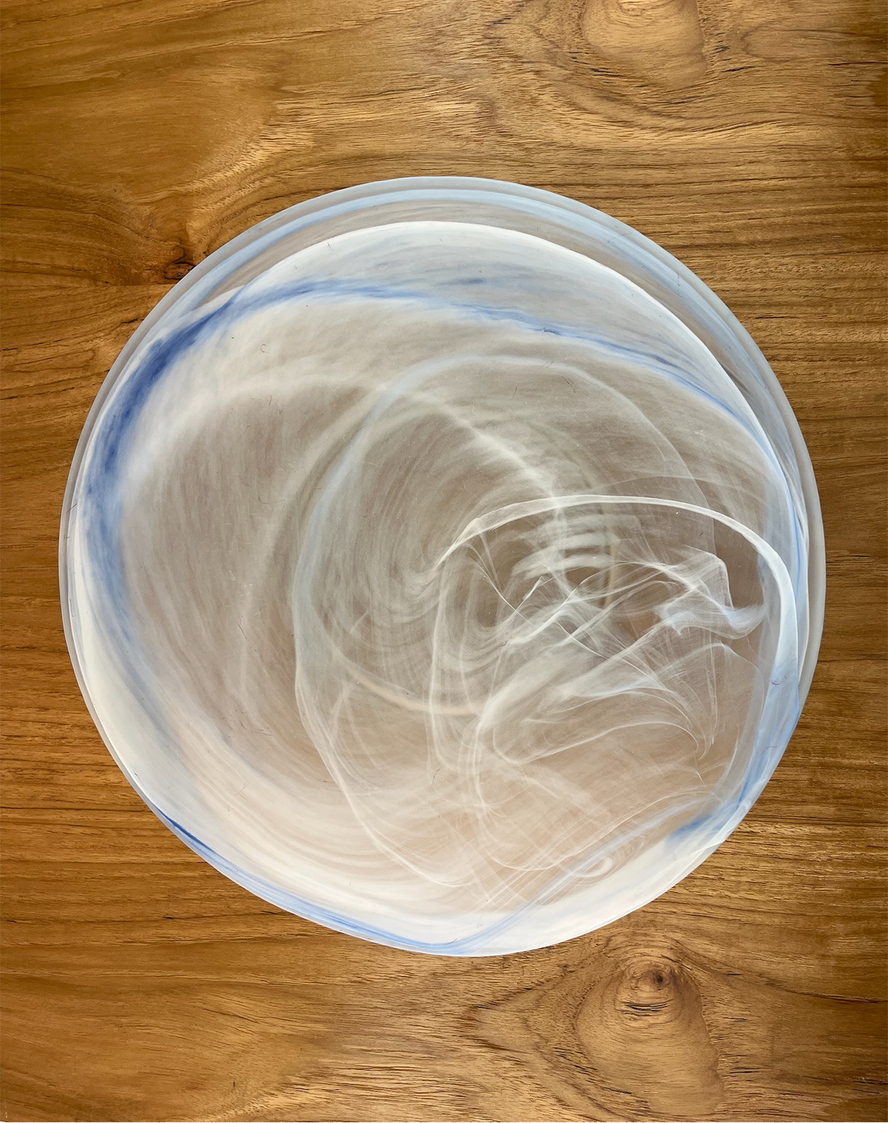 Handblown Blue Swirl Art Glass Catchall Bowl