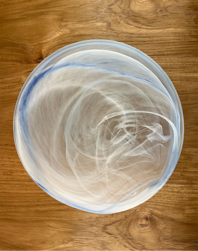 Handblown Blue Swirl Art Glass Catchall Bowl