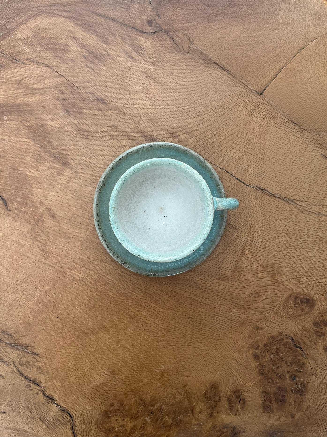 Hand-Glazed Ceramic Espresso Cup & Saucer