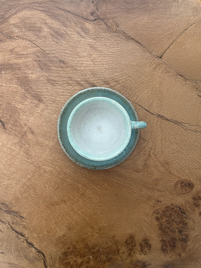 Hand-Glazed Ceramic Espresso Cup & Saucer