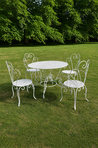 Antique Metal Garden Dining Set - including a bench