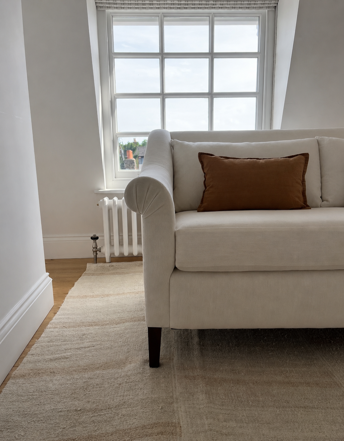 Handmade Sofa Upholstered in Rose Uniacke Popcorn fabric