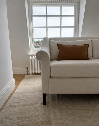 Handmade Sofa Upholstered in Rose Uniacke Popcorn fabric
