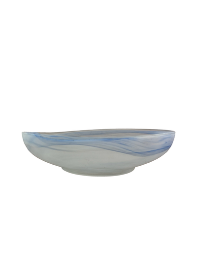 Handblown Blue Swirl Art Glass Catchall Bowl