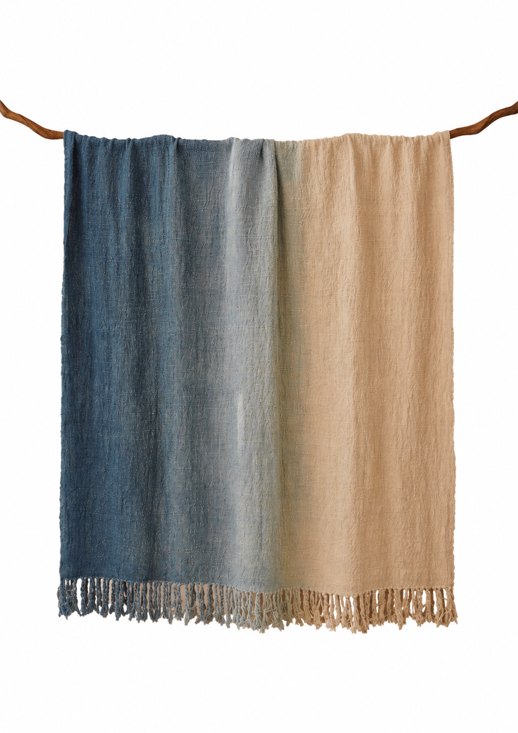 Blue Natural-Dyed Ombre Throw Blanket