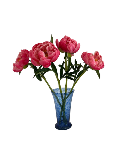 Hand-Blown Blue Art Glass Vase