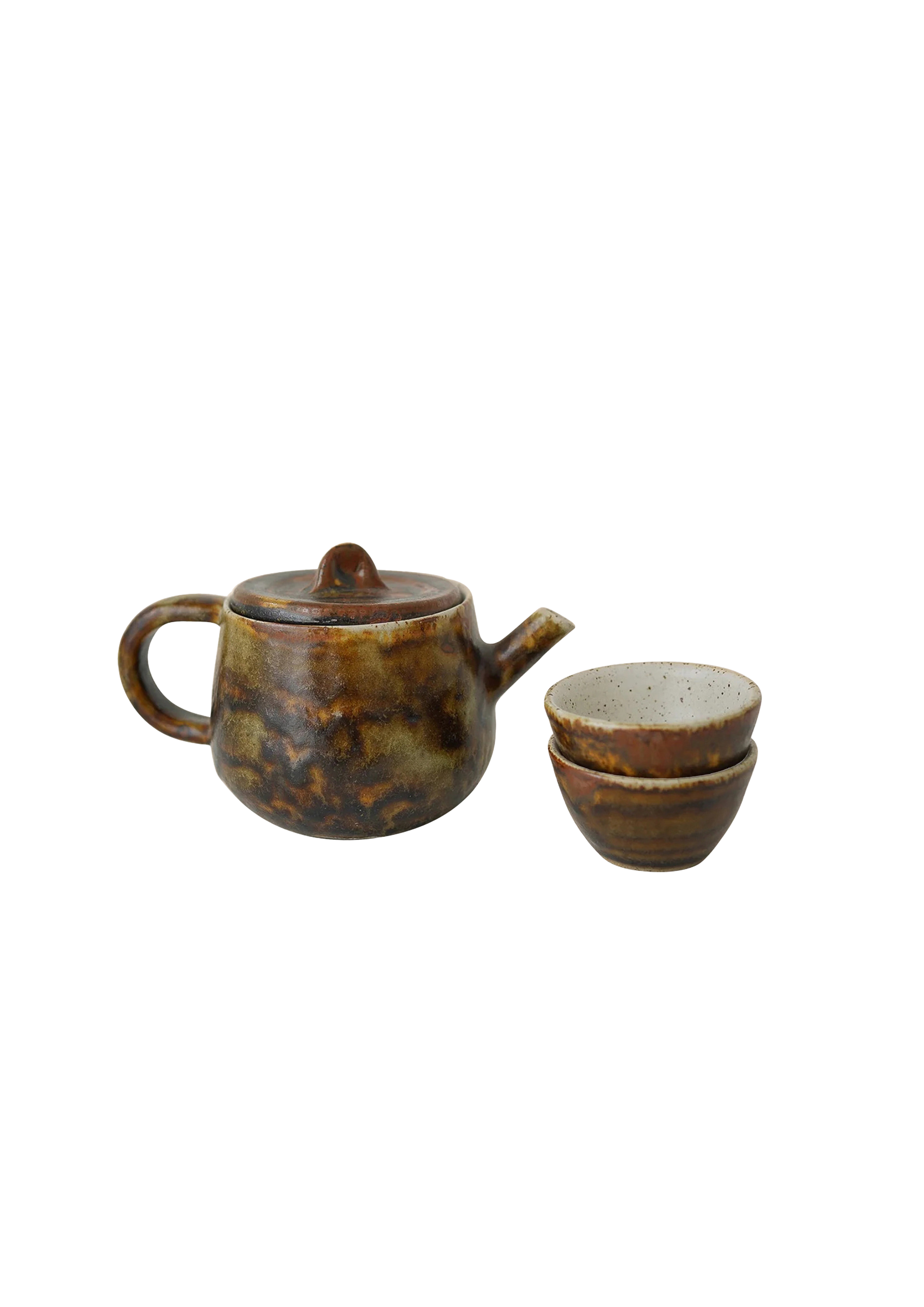 Hand-Glazed Ceramic Tea Set with 2 cups included