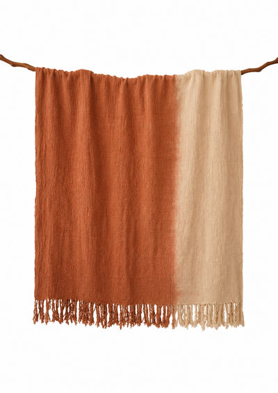 Pink Natural-Dyed Ombre Throw Blanket