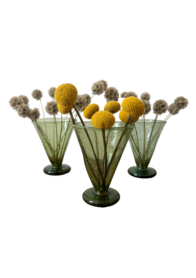 Green Fluted Glass Vase Set (Set of 3)