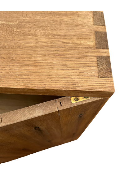 Handcrafted Solid Wood Bedside Table with Oxidised Nail Detail