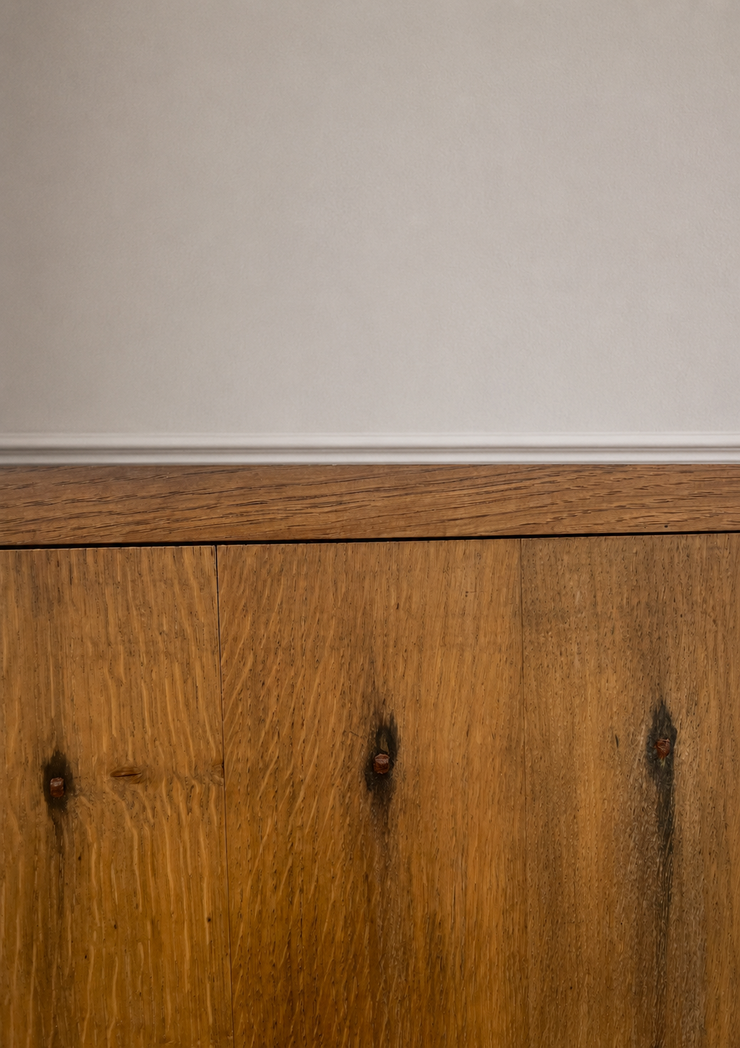 Handcrafted Solid Wood Bedside Table with Oxidised Nail Detail