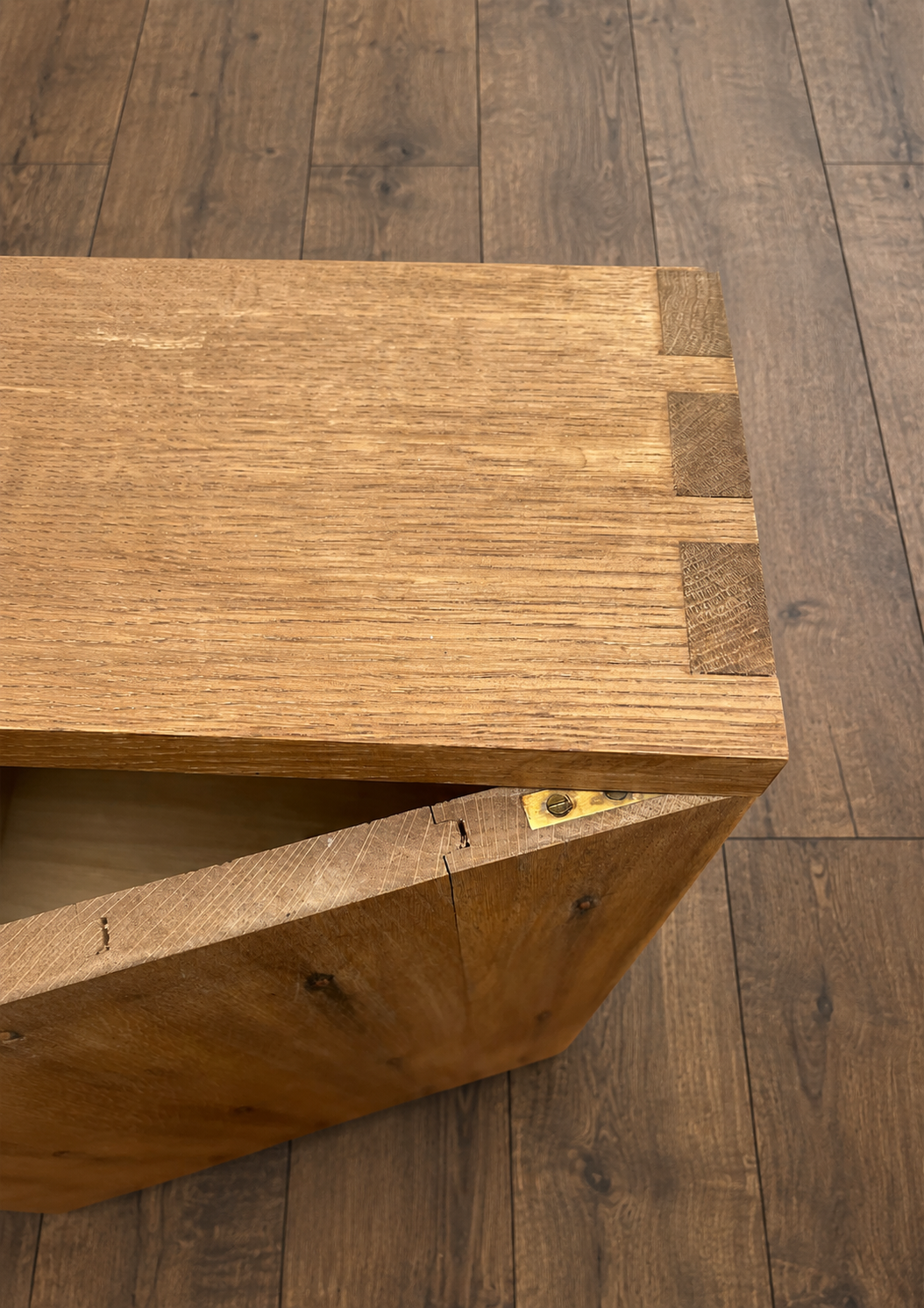 Handcrafted Solid Wood Bedside Table with Oxidised Nail Detail