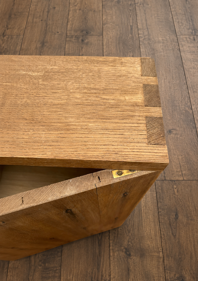 Handcrafted Solid Wood Bedside Table with Oxidised Nail Detail