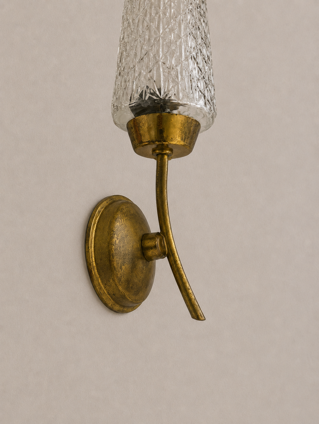 Brass and Cut Glass Wall Light