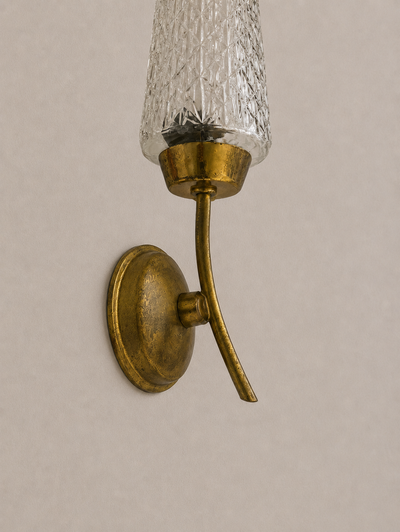 Brass and Cut Glass Wall Light