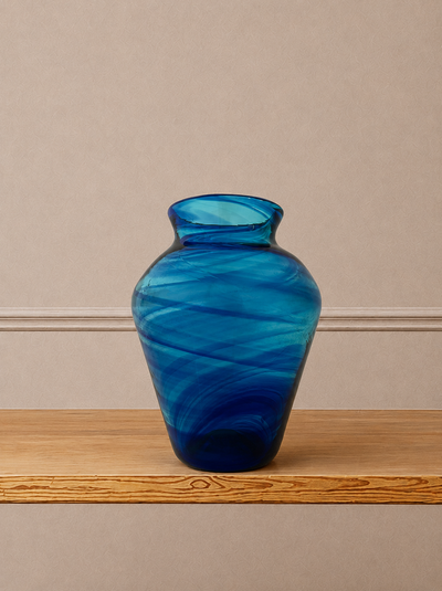 Handblown Blue Glass Vase
